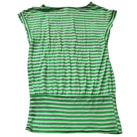 women's striped blouse size Small green/white color graphic - Picture 2 of 5